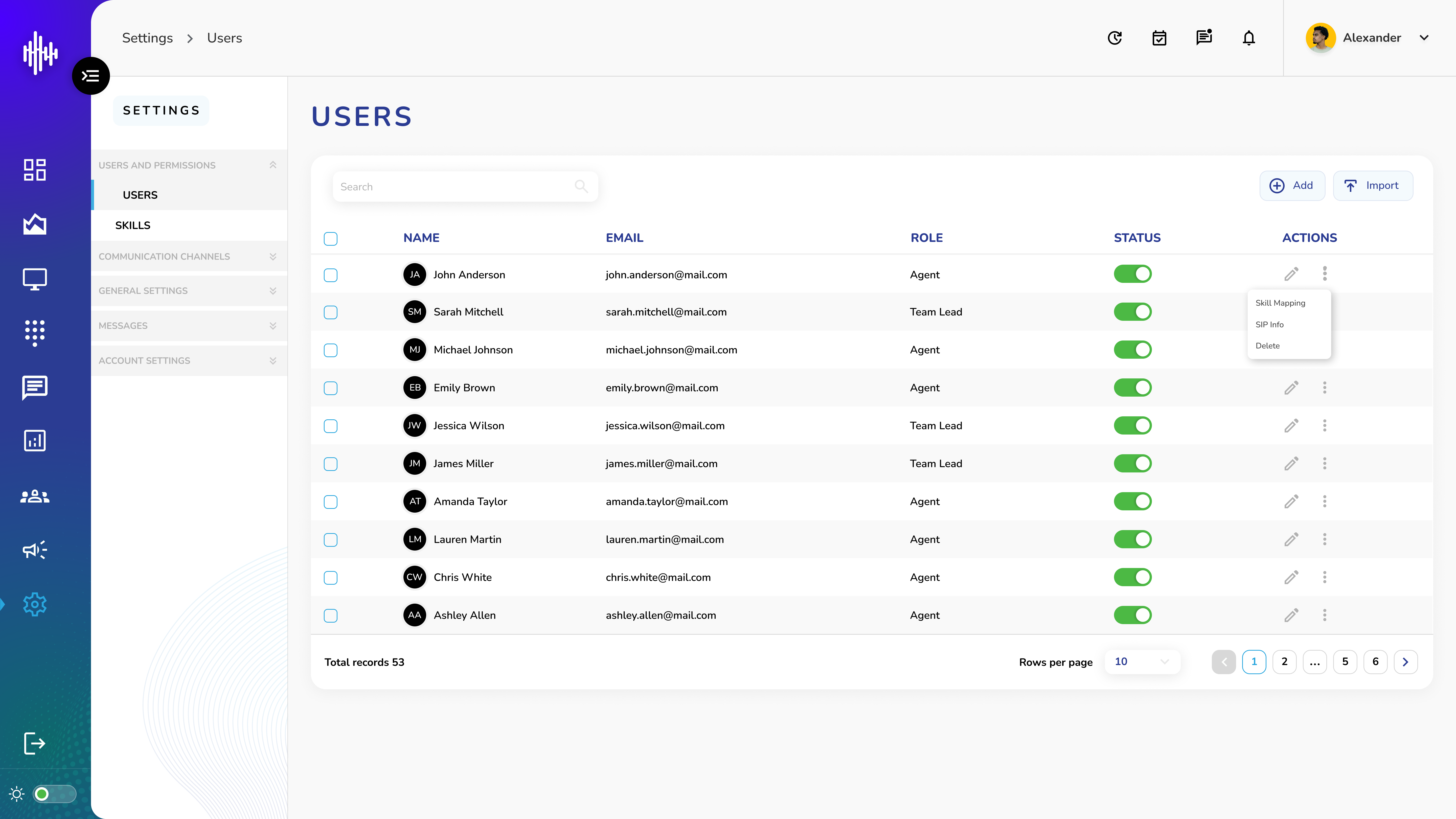 Settings-User
